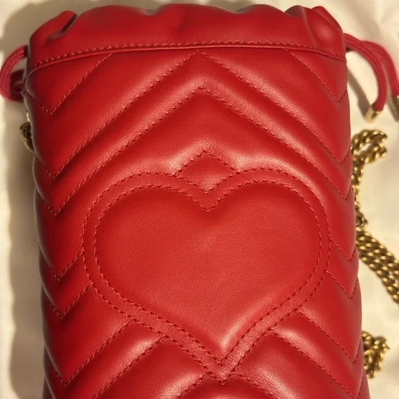 Gucci Women's Mini Gg Marmont Matelasse Calf Leather Bucket Bag - Picture 10 of 10